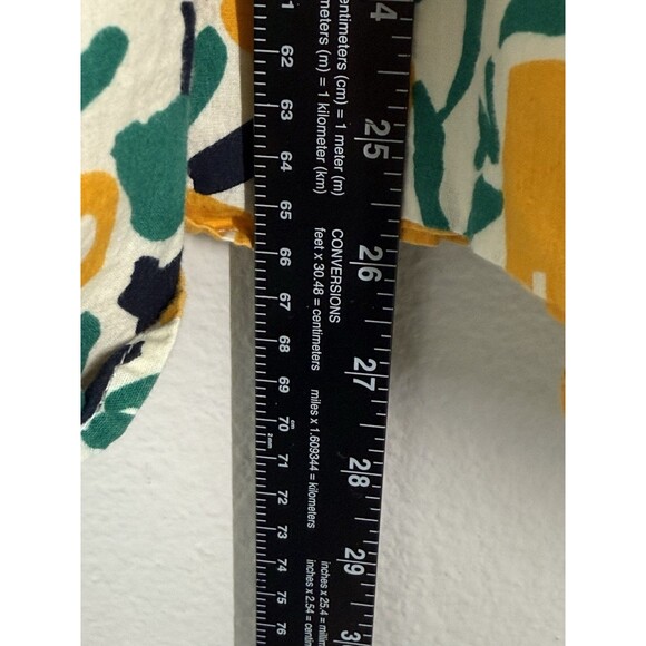 ODDY Womens Size 1XL Lemon Yellow Floral Print Blouse Puff Sleeves Spring Summer - Picture 8 of 10